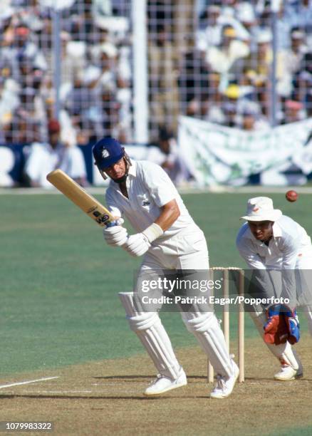 Tim Robinson batting for England during the Reliance World Cup Semi FInal between India and England at Wankhede Stadium, Bombay , 5th November 1987....