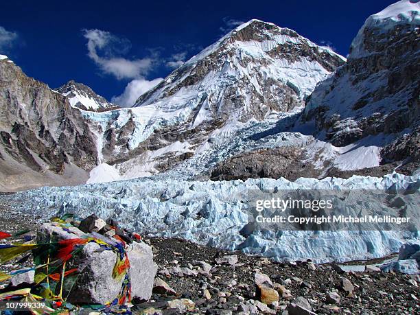 khumbu icefall-everest base camp-everest base camp - icefall stock pictures, royalty-free photos & images