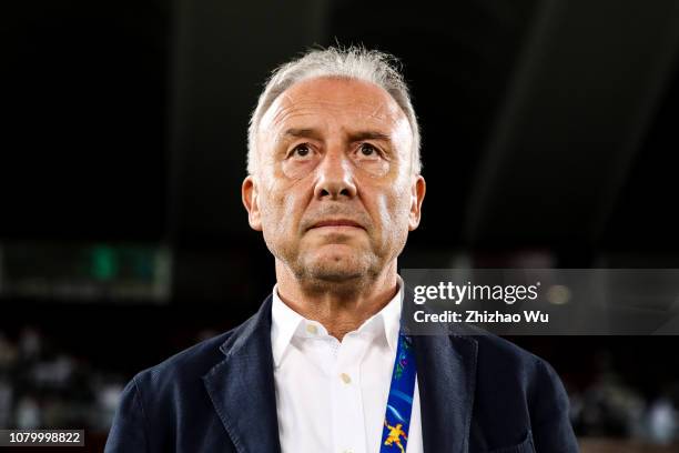 Alberto Zaccheroni coach of United Arab Emirates in action during the AFC Asian Cup Group A match between India and the United Arab Emirates at Zayed...