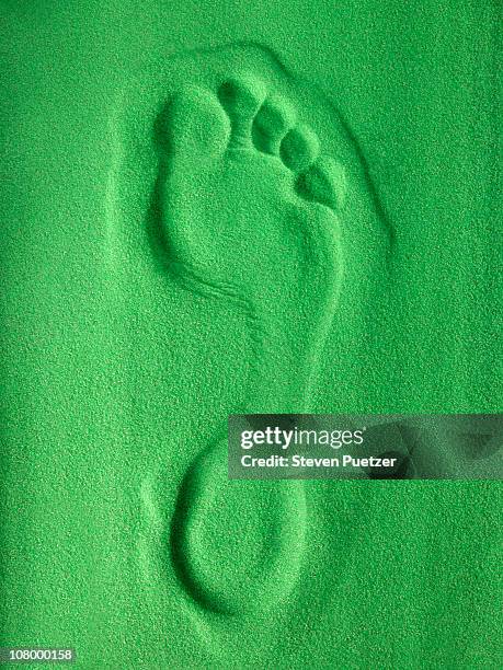 green footprint - footprints stock pictures, royalty-free photos & images