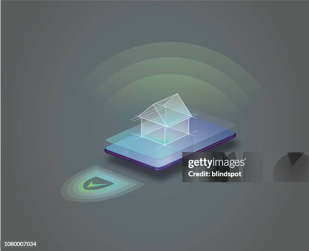 smart home mobile control - glass panel stock illustrations