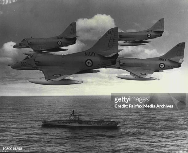 The Chickens Come Home To Roost."These photographs are the first ever taken of The R.A.N's A-4 Skyhawk attack jet fighters flying in formation over...