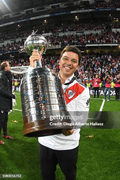 Marcelo Gallardo coach of River Plate celebrate during the second leg of the final match of Copa CONMEBOL Libertadores 2018 between River Plate and...