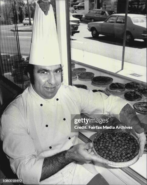 French Chef Pierre Charkos at his restaurent La Renaissance Patisserie, Francaise, East Roseville. March 16, 1978. .