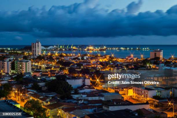 a night view of maceió city from mirador of são gonçalo maceió city, alagoas state, brazil. - maceió stock-fotos und bilder