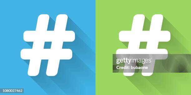 stockillustraties, clipart, cartoons en iconen met hashtag pictogram met lange schaduw - hashtag