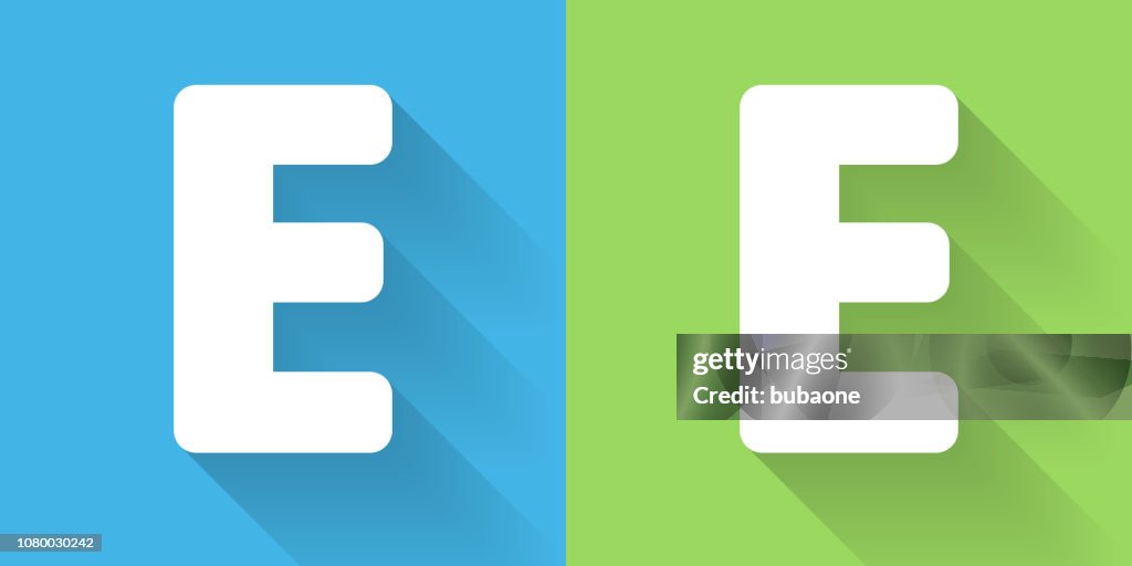 Letter E Icon with Long Shadow