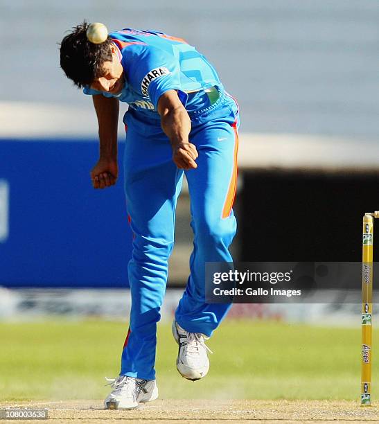 Ashish Nehra during the 1st One Day International match between South Africa and India at Sahara Stadium, Kingsmead on January 12, 2011 in Durban,...