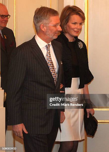 Prince Philippe and Princess Mathilde of Belgium attend the New Years reception at the Royal Palace on January 12, 2011 in Brussel, Belgium.