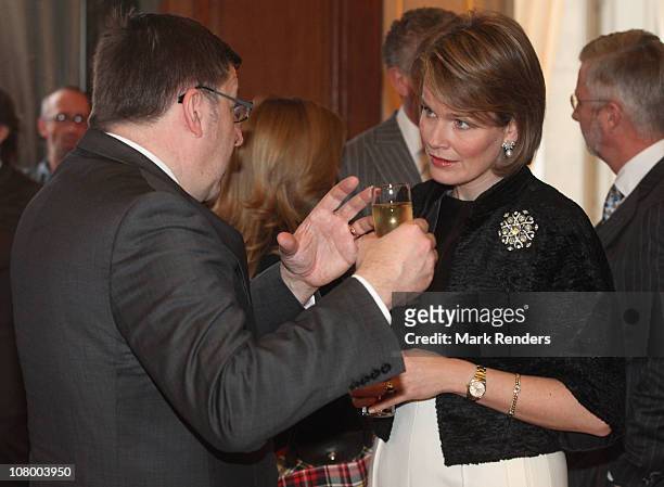 Belgian Foreighn Minister Steven Van Ackere and Princess Mathilde of Belgium attend the New Years reception at the Royal Palace on January 12, 2011...