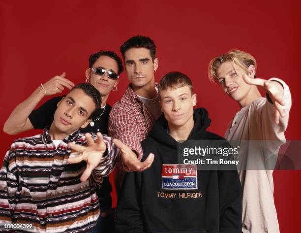 American boyband The Backstreet Boys, circa 1995. They are Brian Littrell, Nick Carter, A. J. McLean, Howie Dorough and Kevin Richardson