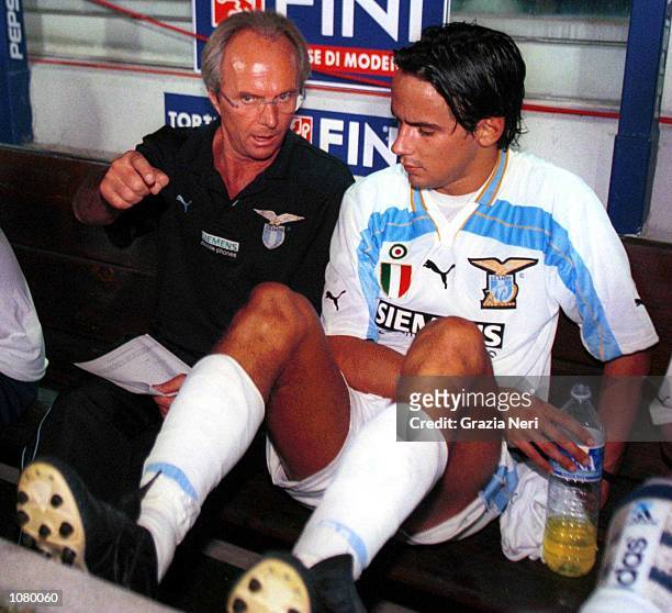 Sven Goran Eriksson and Simone Inzaghi of Lazio in discussion during a Serie A match. Mandatory Credit: Grazia Neri/ALLSPORT
