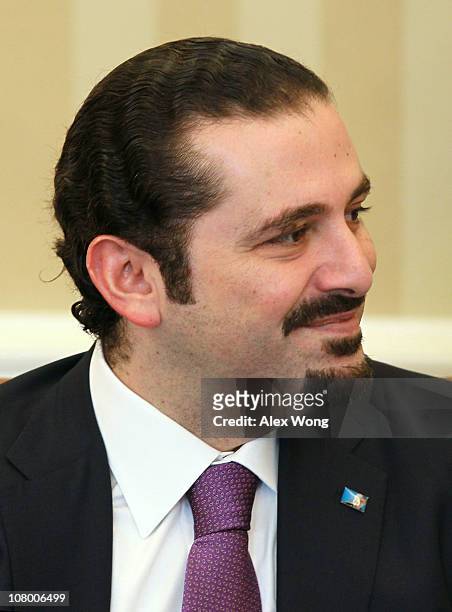 Prime Minister Saad Hariri of Lebanon is seen during a meeting with U.S. President Barack Obama in the Oval Office of the White House January 12,...
