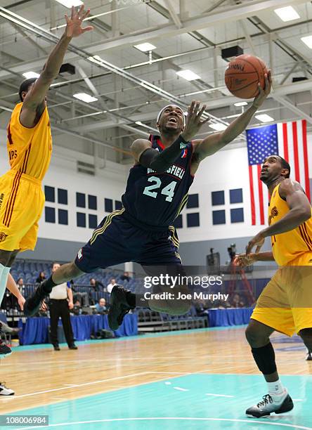 Jeremy Wise of the Bakersfield Jam shoots the ball against the Fort Wayne Mad Ants during the 2011 NBA D-League Showcase on January 12, 2011 at the...