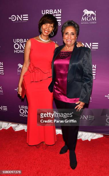 Baltimore mayor Catherine Pugh and Cathy Hughes attend 2018 Urban One Honors at La Vie on December 9, 2018 in Washington, DC.