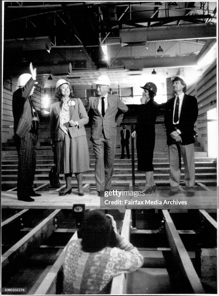 Taken At Penrith: Dame Joan Sutherland visits the nearly completed Joan Sutherland performing Arts Centre....A Ban on the Media covering the visit was lifted this morning.Dame Joan in the main Auditorium of the centre.