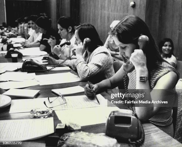 This was the scene this afternoon as girls answer telephone inquiries aboutthe Granville Train Crash at the GIB Headquarters, Campbell St, Surry...