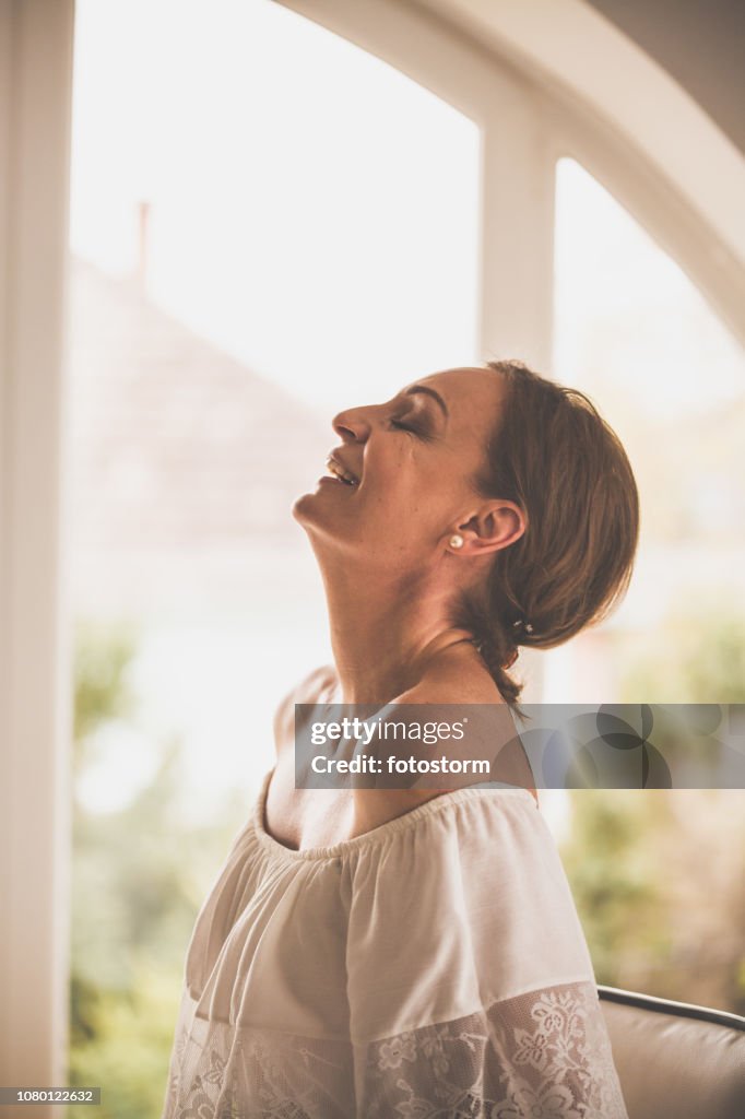 Smiling confidant woman