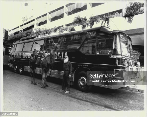 Nomad Tours of Australia Promotions outside the Central Plaza Hotel -Nomad tours of Australia coach outside the central plaza hotel and Noel...