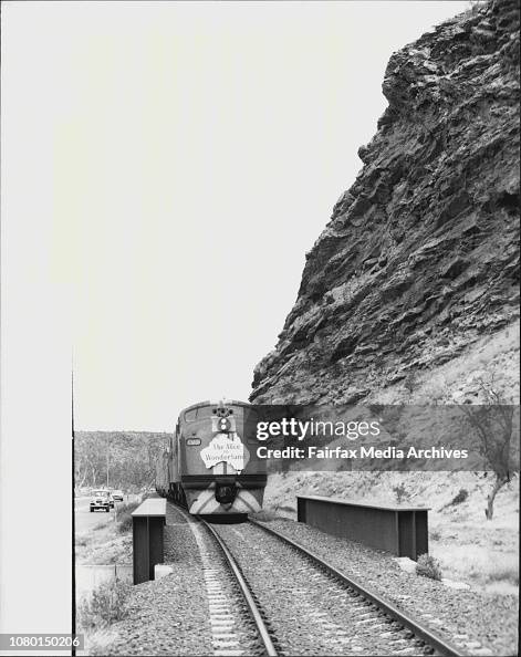 New Sydney to Alice train - Train coming trough the Gap. A pass in ...