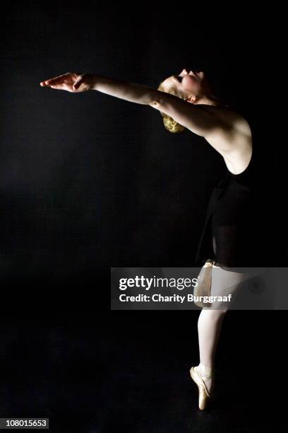 Female Ballerina Dancer Balancing On Pointed Toe, Foto de stock