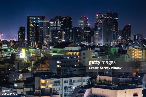 aerial view of nakano district in tokyo - nakano ward stock-fotos und bilder