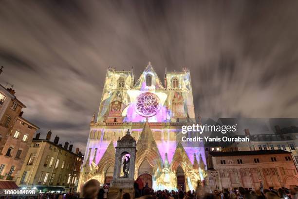 festival of lights in lyon, december 2018 - light to night festival 2018 stock pictures, royalty-free photos & images