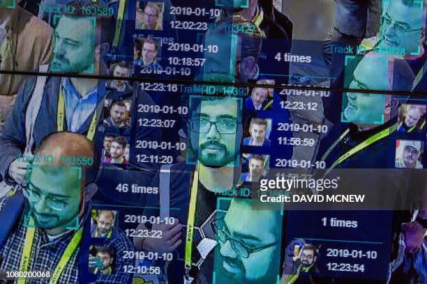 Live demonstration uses artificial intelligence and facial recognition in dense crowd spatial-temporal technology at the Horizon Robotics exhibit at...