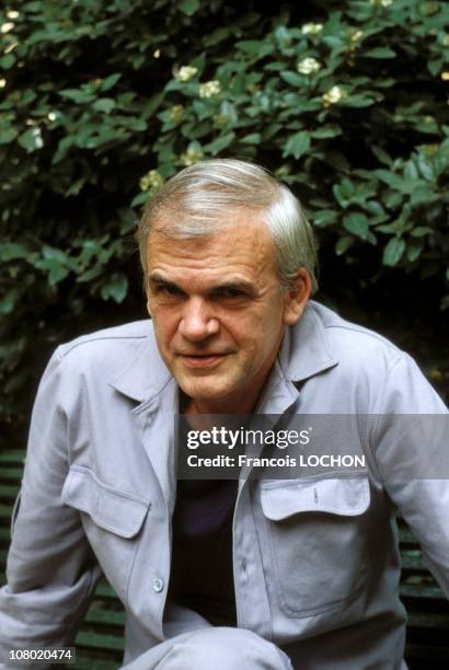 Czech Writer Milan Kundera poses during a portrait session on August 2,1984 in Paris,France.