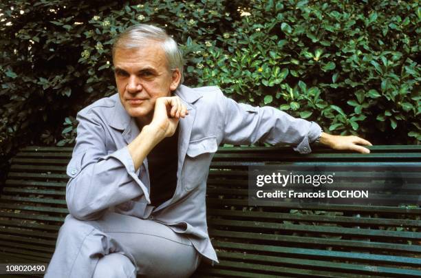 Czech Writer Milan Kundera poses during a portrait session on August 2,1984 in Paris,France.