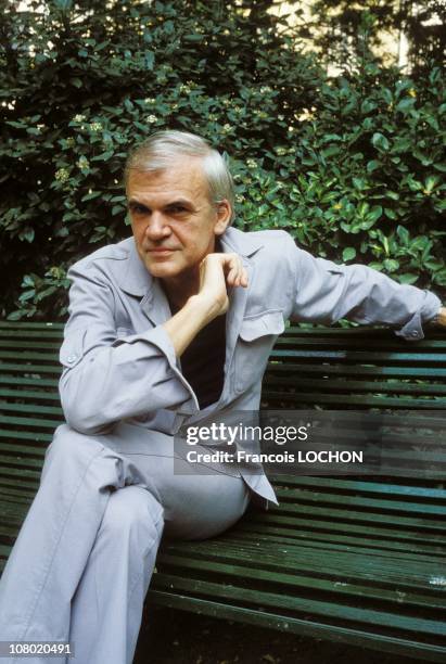 Czech Writer Milan Kundera poses during a portrait session on August 2,1984 in Paris,France.