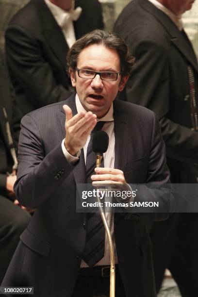 French Politician Frederic Lefebvre at a session of questions to the government at the French National Assembly on December 15, 2010 in Paris, France.