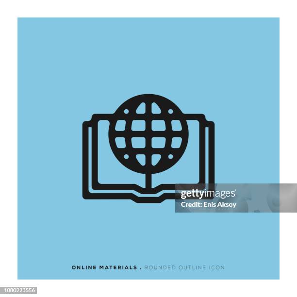 educational resources rounded line icon - open book vector stock illustrations