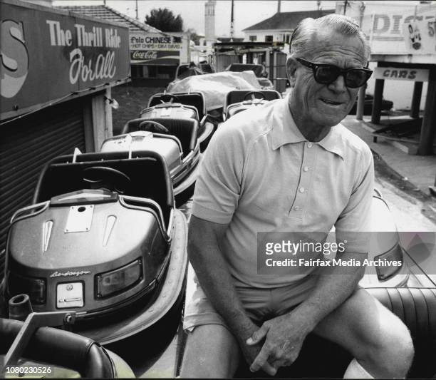 Jimmy Sharman pictured at the Sydney Showground with his Italian Scooter Cars. April 07, 1981. .