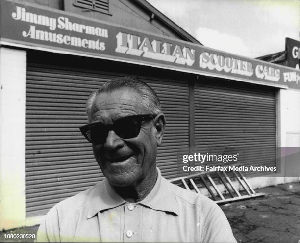 Jimmy Sharman pictured at the Sydney Showground with his Italian Scooter Cars. April 07, 1981. .