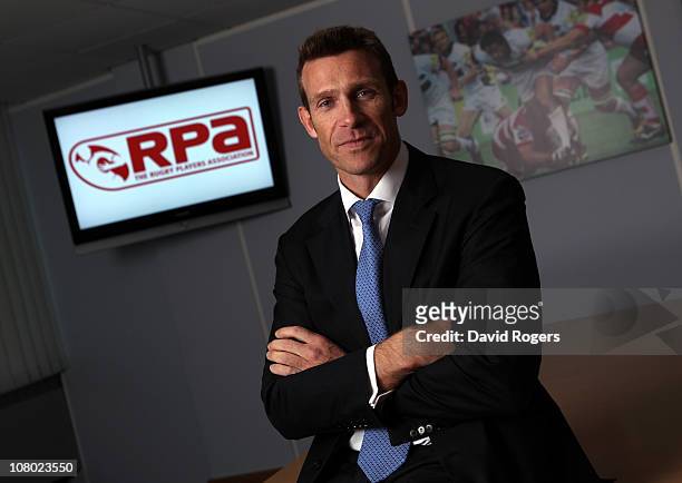 Damian Hopley, CEO of the Rugby Players Association poses for a portrait at the RPA offices on 6 January 2011, in Twickenham, England.