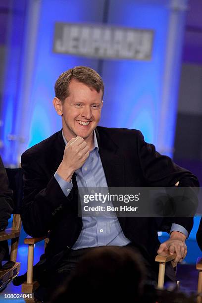 Contestant Ken Jennings attends a press conference to discuss the upcoming Man V. Machine "Jeopardy!" competition at the IBM T.J. Watson Research...