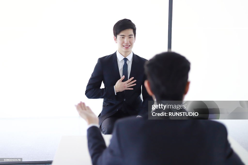 Young candidate on job interview