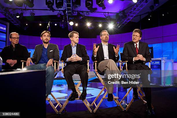 Executive Producer of "Jeopardy!" Harry Friedman, Contestants Brad Rutter, Ken Jennings, David Ferucci, Principal Investigator of Watson DeepQA...