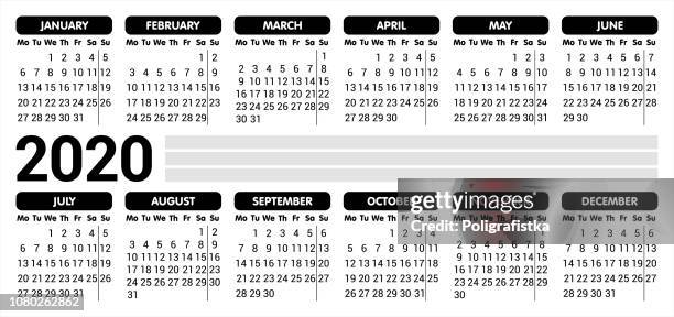 2020 calendar / starting monday / vector illustration - printed flyers stock illustrations