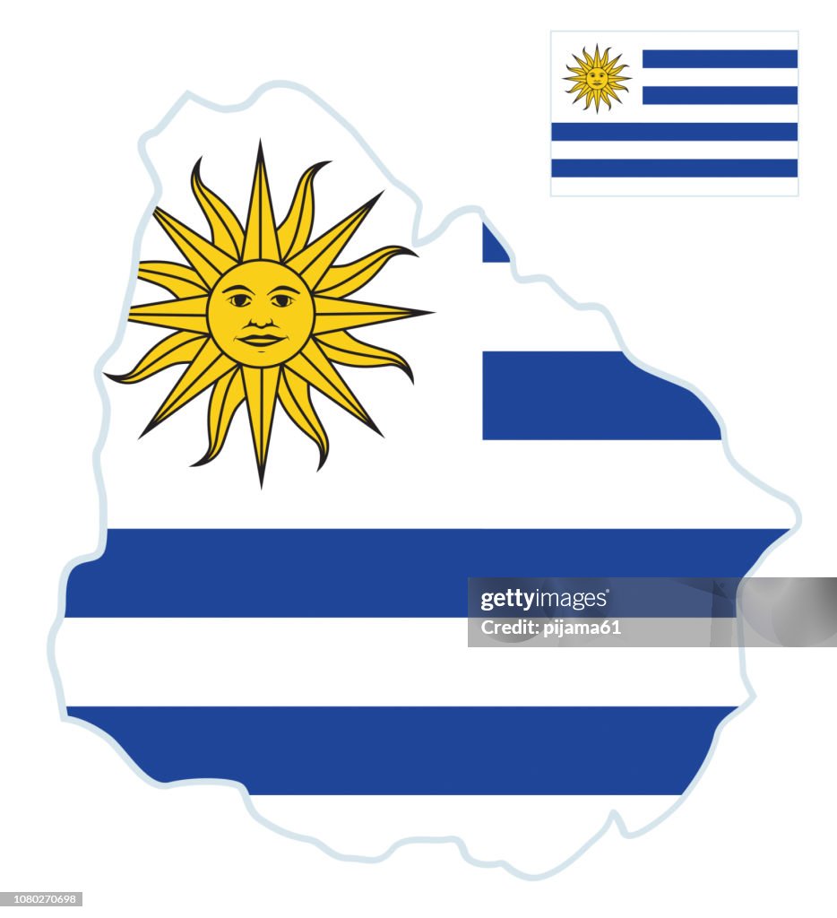 Flag map of Uruguay