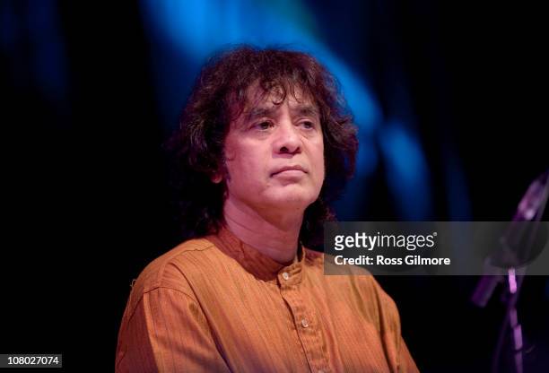 Zakir Hussain performs the opening night of Celtic Connections Festival at Glasgow Royal Concert Hall on January 13, 2011 in Glasgow, Scotland.