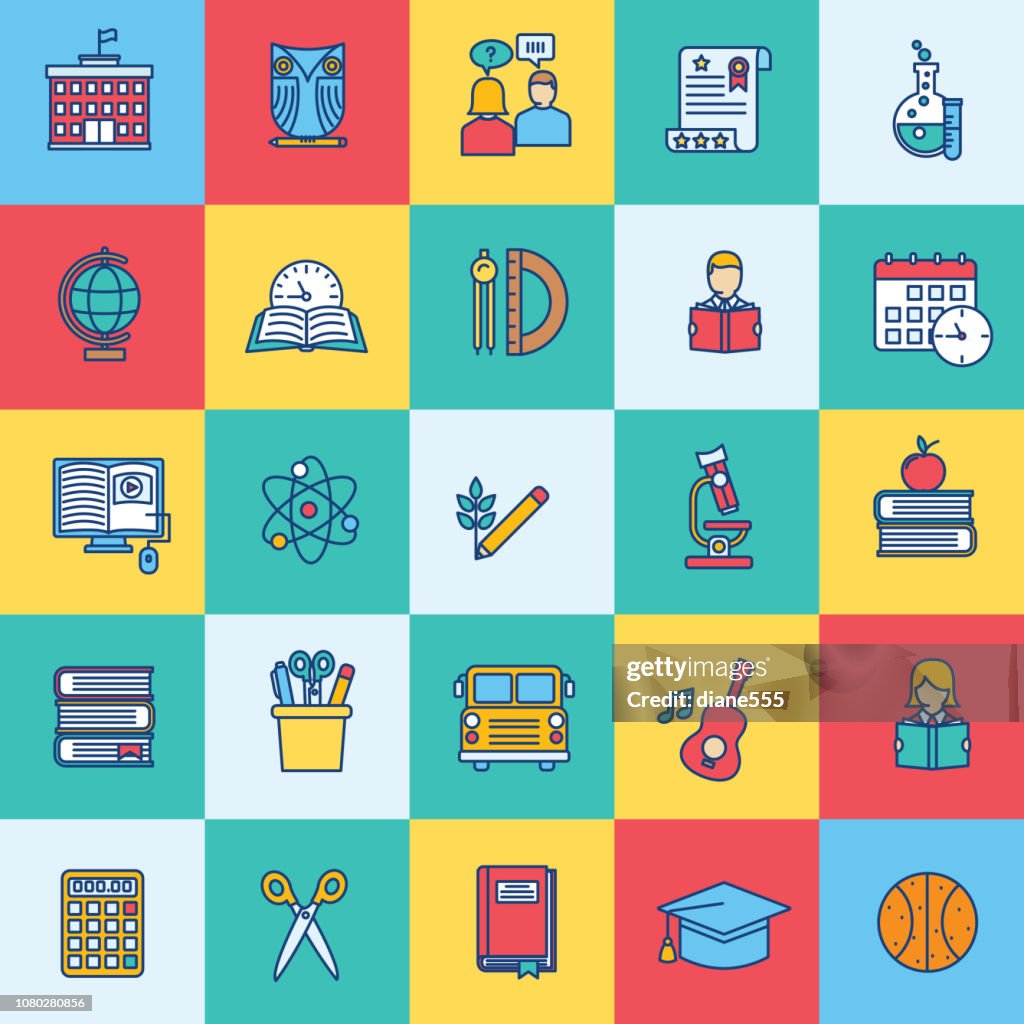 Thin Line Education Icon set