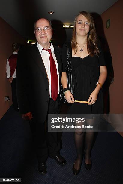 Gregor Gysi with his daughter Anna attend the 'Hinterm Horizont' musical premiere at Theater am Potsdamer Platz on January 13, 2011 in Berlin,...