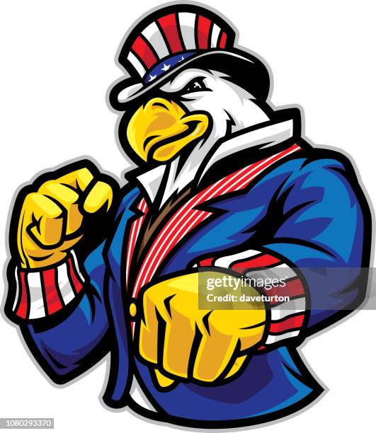 ilustraciones, imágenes clip art, dibujos animados e iconos de stock de tío sam eagle - sam the eagle