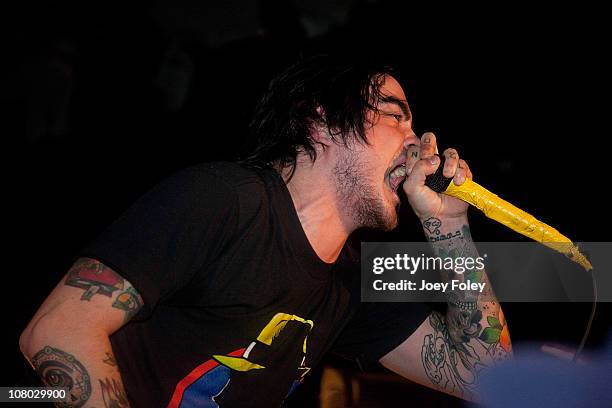 Chris Roetter of Like Moths to Flames performs in concert at The Emerson Theater on January 5, 2011 in Indianapolis, Indiana.