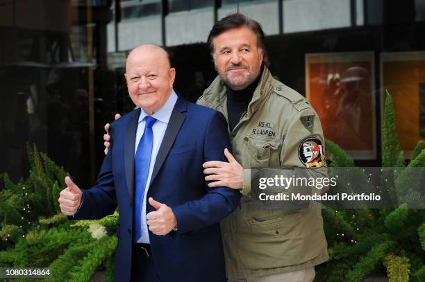 Italian actors Massimo Boldi and Christian De Sica attend the photocall of the film Amici come prima presented at the Visconti Hotel. Rome, December...