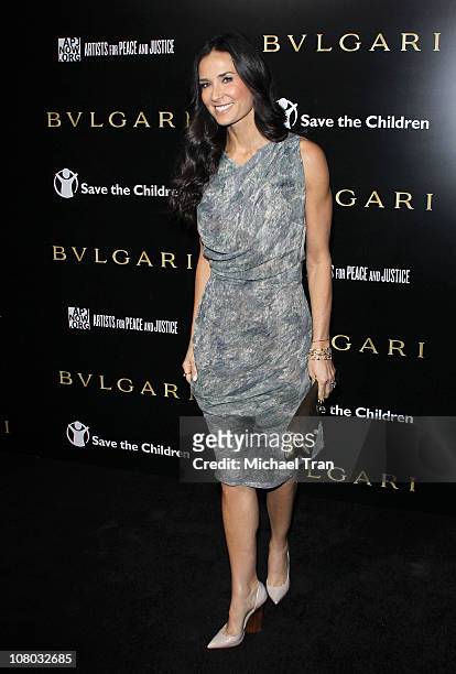 Demi Moore arrives at the Bulgari fundraiser benfiting Save The Children's U.S. Programs and Artists for Peace and Justice held at the Ron Burkle...