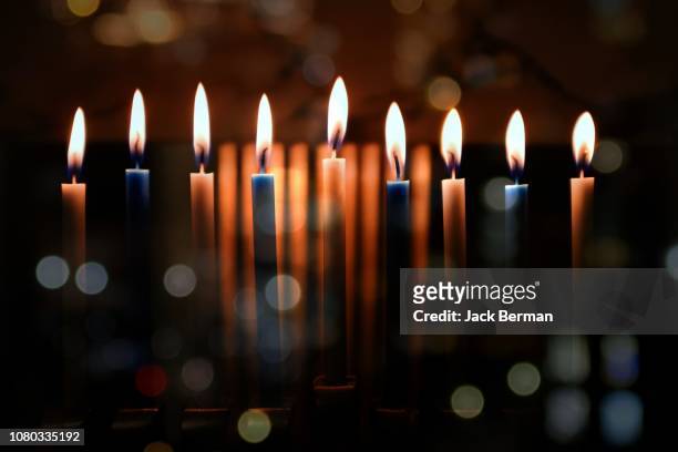 candle lights - menorah stock-fotos und bilder