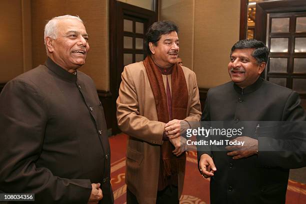 From Yashwant Sinha, Shatrughan Sinha and Ravi Shankar Prasad during the MJ Akbar's Book Launch Tinderbox;The Past and Future of Pakistan on January...